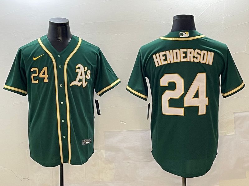 Men Oakland Athletics #24 Henderson Green Game 2025 Nike MLB Jersey style 8->oakland athletics->MLB Jersey
